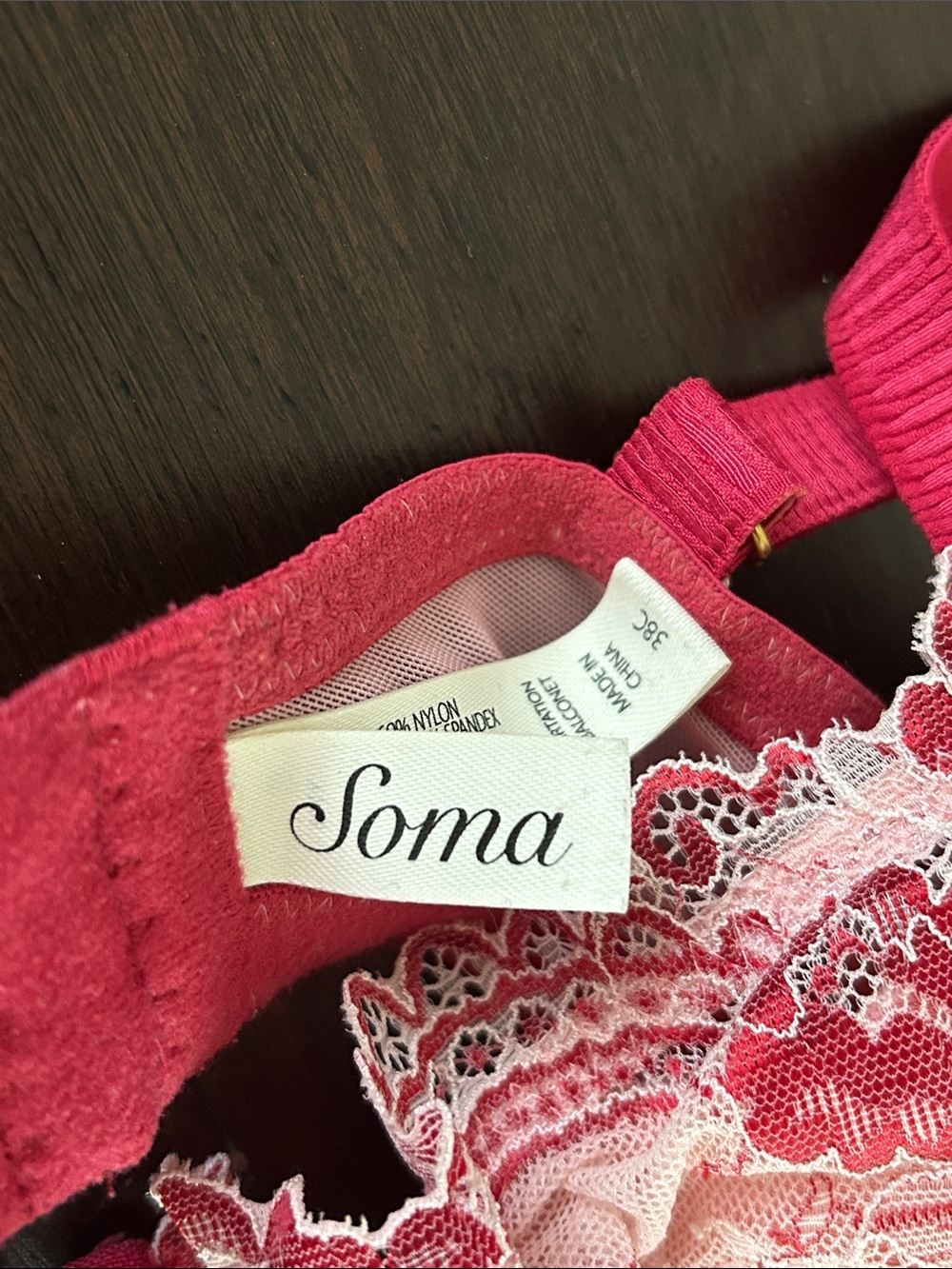 Soma Red and Pink Lace Underwire Bra - Picture 2 of 4